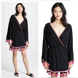 Pitusa Clothing Mykonos Pima Cotton Dress: Black No Tassels Size Petite